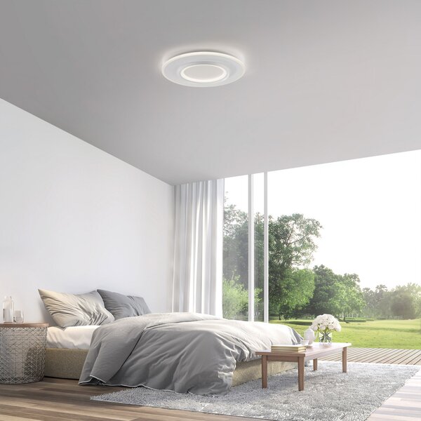 Q-Smart-Home Paul Neuhaus Plafonieră Q-Kalina Smart LED, alb, Ø 50 cm, reglabil, Alb, Camera de zi / sufragerie, Metal, Modern, Plafon cu flacără multiplă