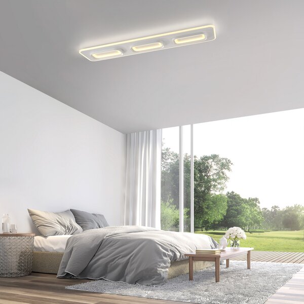 Q-Smart-Home Paul Neuhaus Plafonieră Smart LED Q-Kalina alb 115 x 30 cm, reglabil, Alb, Camera de zi / sufragerie, Metal, Modern, Plafon cu flacără multiplă
