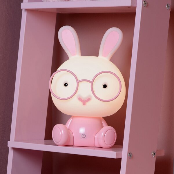 Lucide Lampă de masă pentru copii Dodo bunny, roz/alb, dimabil, ABS, reglabil, Roz / Rosé, Camera copiilor, Plastic