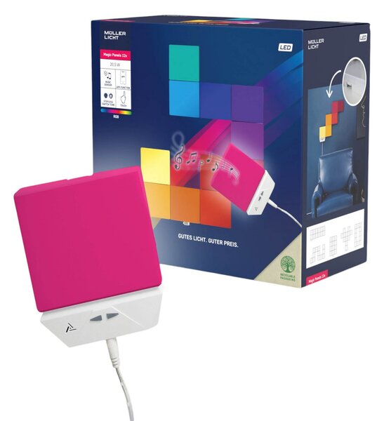 Müller-Licht Aplică de perete LED Magic Panel RGBW, pătrat, set 12, reglabil, Alb, Camera de zi / sufragerie, Plastic, Modern