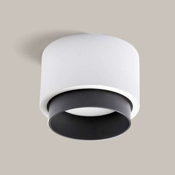 TECNICO by Sforzin Plafonieră Syme, alb/negru, rotundă, Ø 11 cm, gips, GX53, reglabil, Alb, Camera de zi / sufragerie, Tencuială / Argilă, Modern
