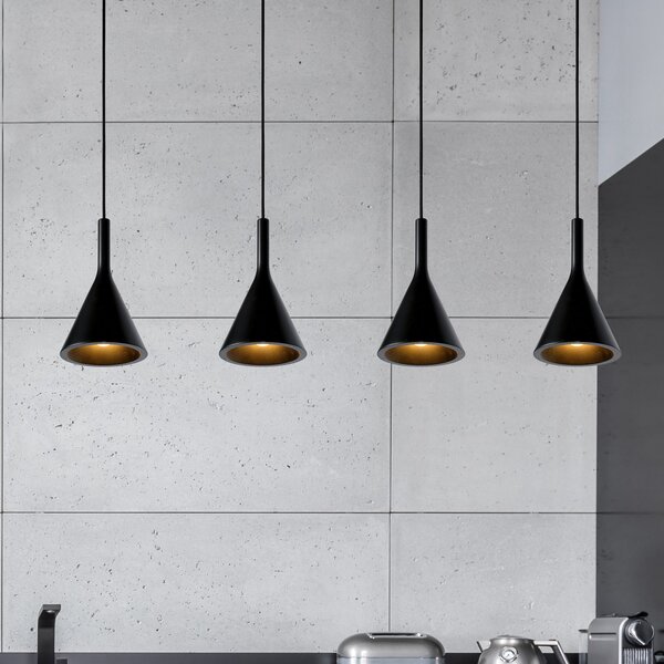 Lucide Lampă suspendată Gipsy. negru, gips, 120 cm, 4 becuri, reglabil, Negru, Camera de zi / sufragerie, Tencuială / Argilă
