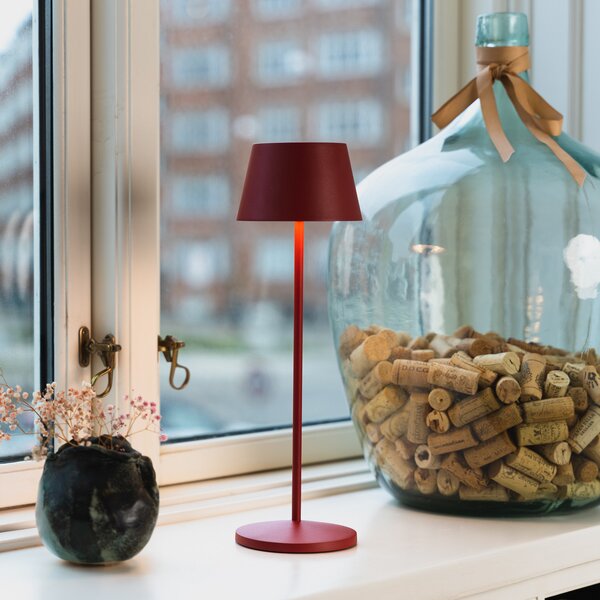 LOOM DESIGN Lampă de terasă reîncărcabilă cu LED Modi roșu rubiniu 36 cm, reglabil, Roșu, Camera de zi / sufragerie, Metal, Modern