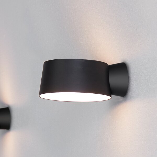 LOOM DESIGN Aplică de perete LED Cookie negru aluminiu Ø 15 cm, reglabil, Negru, Camera de zi / sufragerie, Aluminiu, Modern