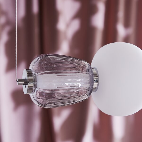 LOOM DESIGN Lampă suspendată LED Pearl 7, gri/crom, sticlă, 110 cm, reglabil, Gri, Camera de zi / sufragerie, Sticlă, Modern