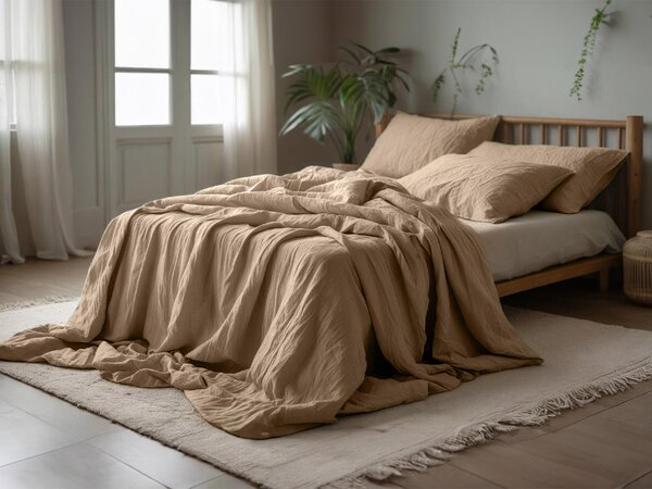 Lenjerie de pat din muselin PURELY maro deschis Dimensiunile lenjeriei: 80 x 80 cm | 155 x 220 cm
