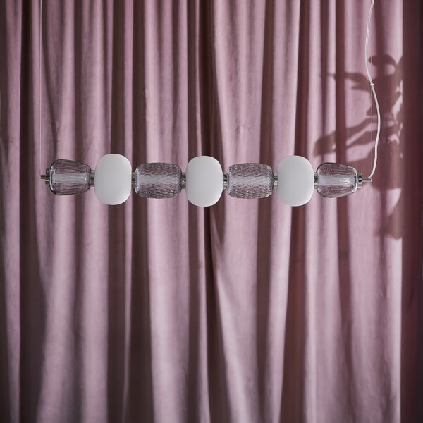 LOOM DESIGN Lampă suspendată LED Pearl 7, gri/crom, sticlă, 110 cm, reglabil, Gri, Camera de zi / sufragerie, Sticlă, Modern