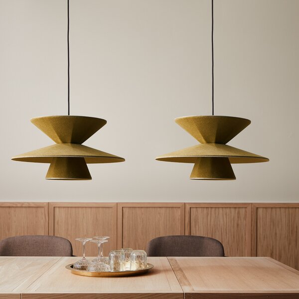 LOOM DESIGN Lampă suspendată LED Morphic, verde, pâslă, Ø 50 cm, reglabil, Verde, Camera de zi / sufragerie, Țesătură / Textil, Modern