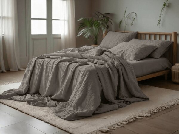 Lenjerie de pat din muselin PURELY gri Dimensiunile lenjeriei: 80 x 80 cm | 155 x 220 cm