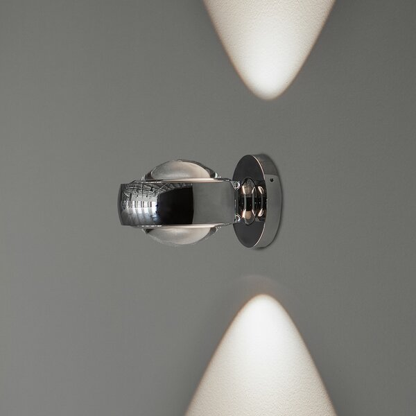 LOOM DESIGN Aplică de perete LED Optic cromată Aluminiu Ø 12cm, reglabil, Metalic, Camera de zi / sufragerie, Aluminiu, Modern, Priză de perete sus / jos