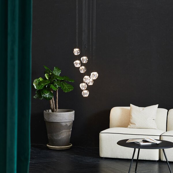 LOOM DESIGN Lampă suspendată LED Ice Ball, crom / transparent 10 becuri, reglabil, Metalic, Camera de zi / sufragerie, Metal, Modern, glob