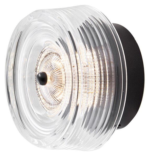 LOOM DESIGN Aplică de perete LED Glow, negru/transparent Ø 16 cm acril, reglabil, Negru, Camera de zi / sufragerie, Plastic, Modern
