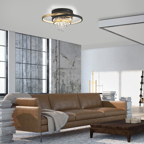 Paul Neuhaus LED plafonieră Rotazo, sticlă, CCT, dimabil, reglabil, Negru, Camera de zi / sufragerie, Aluminiu, Modern