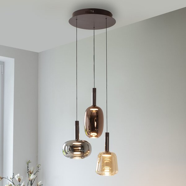 Paul Neuhaus Lampă suspendată LED Irides, Ø 43 cm, colorată, sticlă, reglabil, Multicolor, Camera de zi / sufragerie, Sticlă, Modern
