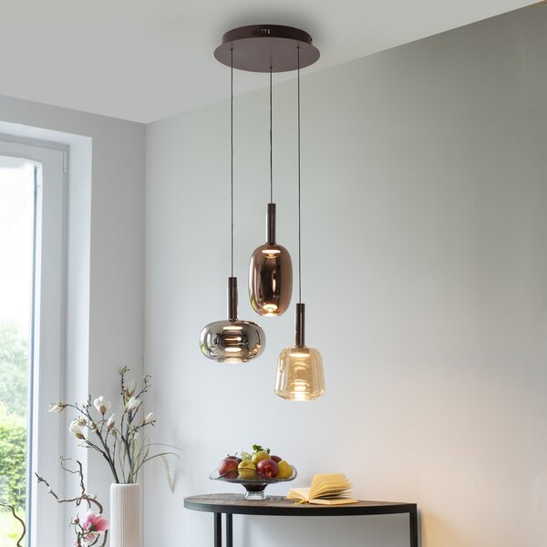 Paul Neuhaus Lampă suspendată LED Irides, Ø 43 cm, colorată, sticlă, reglabil, Multicolor, Camera de zi / sufragerie, Sticlă, Modern