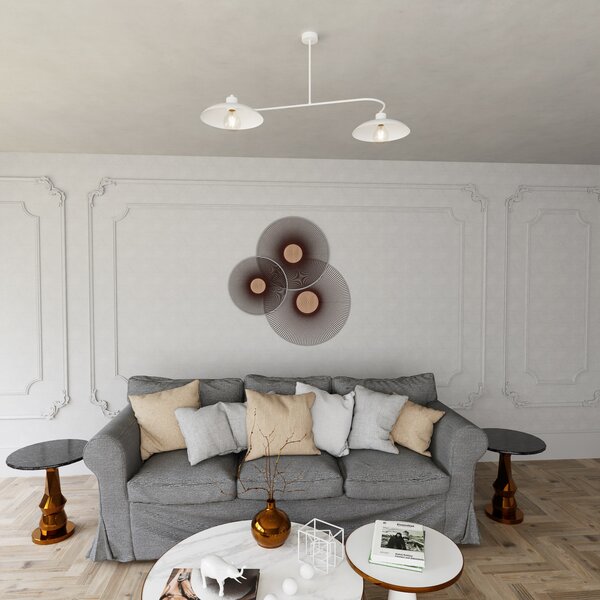 EMIBIG LIGHTING Plafonieră Foster, 2 becuri, 100 cm, alb, metal, E27, reglabil, Alb, Camera de zi / sufragerie, Metal, Modern