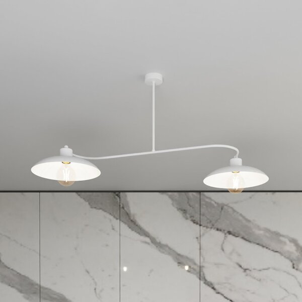 EMIBIG LIGHTING Plafonieră Foster, 2 becuri, 100 cm, alb, metal, E27, reglabil, Alb, Camera de zi / sufragerie, Metal, Modern