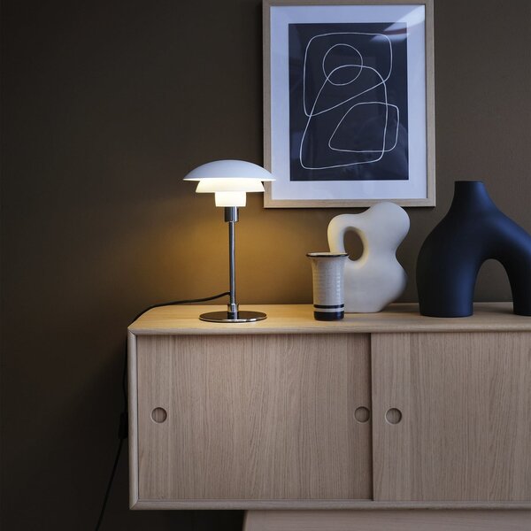 Dyberg Larsen Lampă de masă Morph, albă, înălțime 35 cm, metal, Alb, Camera de zi / sufragerie, Metal, Design