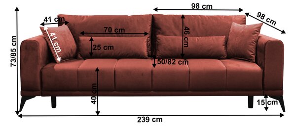 KONDELA Canapea extensibilă, teracota, GRACE BIG SOFA