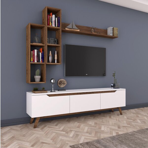 Mobilier living Mitevu 10 (alb + nuc). 1095672