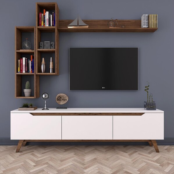 Mobilier living Mitevu 10 (alb + nuc). 1095672