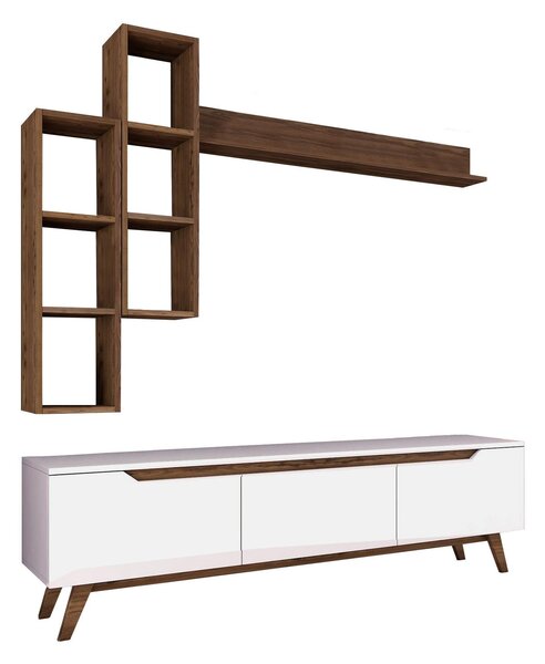 Mobilier living Mitevu 10 (alb + nuc). 1095672