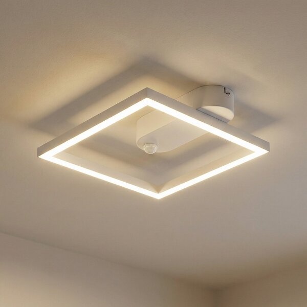 Lindby Plafonieră cu LED Yulla, alb, detector de mișcare, Alb, Hol, Aluminiu, Modern