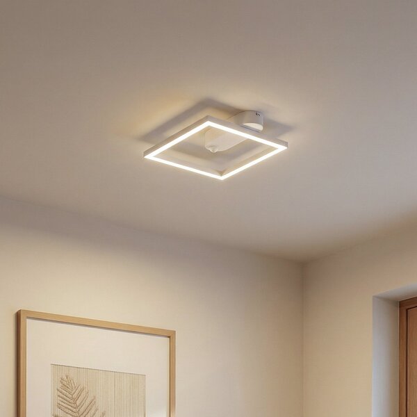 Lindby Plafonieră cu LED Yulla, alb, detector de mișcare, Alb, Hol, Aluminiu, Modern