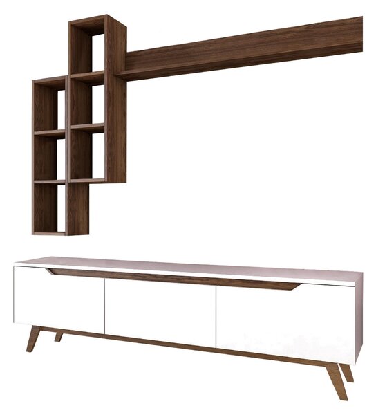 Mobilier living Mitevu 10 (alb + nuc). 1095672
