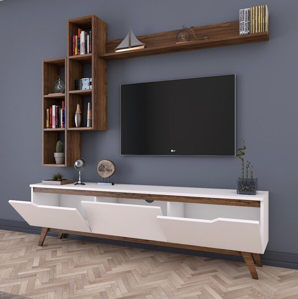 Mobilier living Mitevu 10 (alb + nuc). 1095672