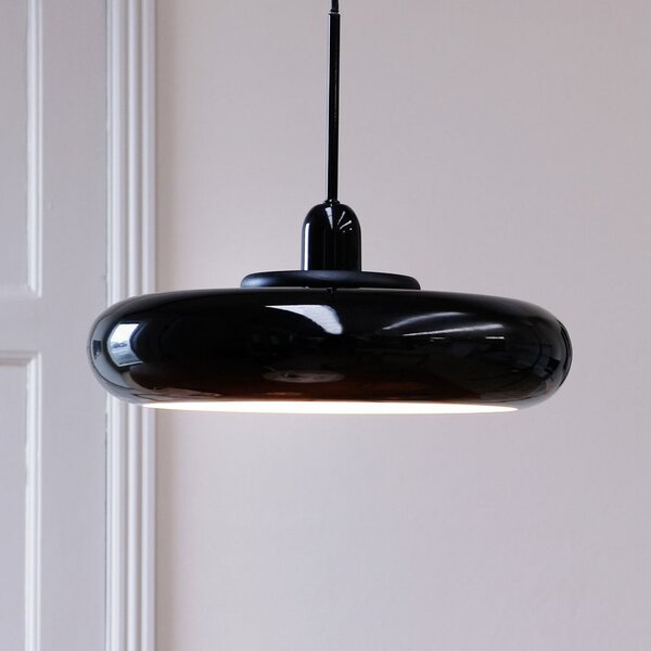 Dyberg Larsen Lampă suspendată Planet, negru, Ø 40 cm, metal, reglabil, Negru, Camera de zi / sufragerie, Metal, Design
