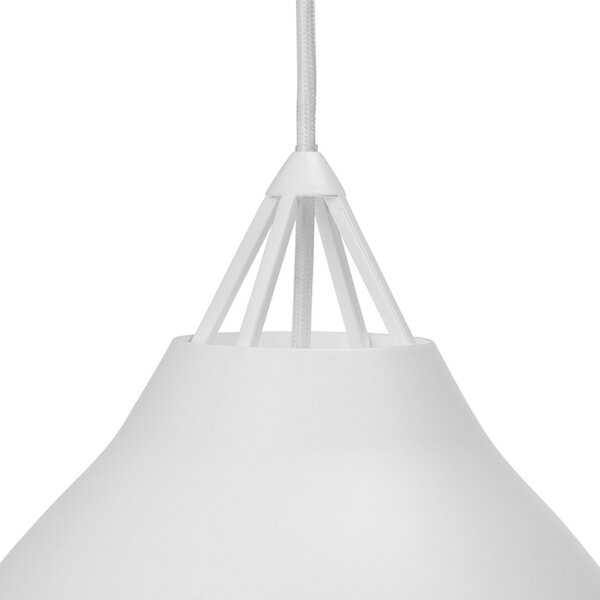 Dyberg Larsen Lampă suspendată Pyra, Ø 23 cm, alb, metal, reglabil, Alb, Camera de zi / sufragerie, Metal, Design