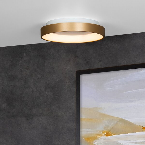 Lucide Plafonieră Vidal LED, auriu, Ø 28 cm, dimabil, acrilic, reglabil, Auriu / Alamă, Camera de zi / sufragerie, Plastic