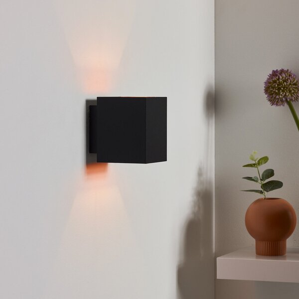 Lucide Aplică de perete Xera, negru, 10 cm, up/downlight, aluminiu, reglabil, Negru, Camera de zi / sufragerie, Aluminiu, Modern