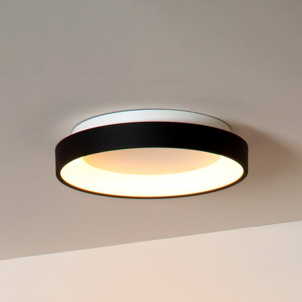 Lucide Plafonieră Vidal LED, negru, Ø 28 cm, dimabil, acrilic, reglabil, Negru, Camera de zi / sufragerie, Plastic