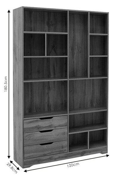 Biblioteca Lucinda sonoma 120x29.8x180.5cm