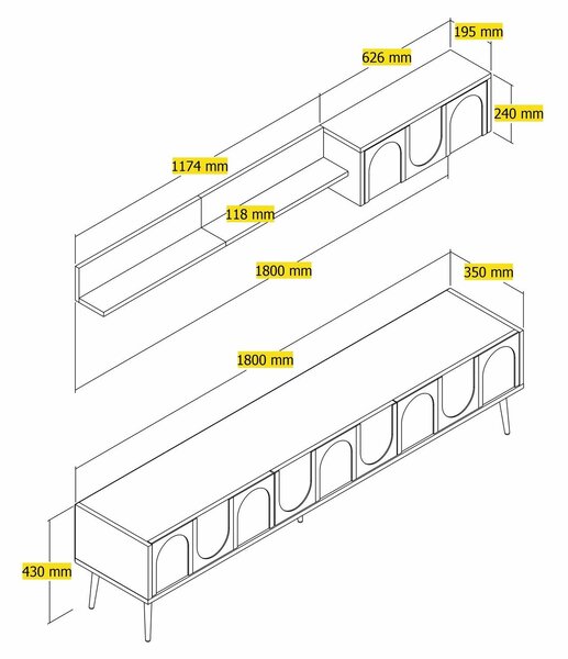 Mobilier living Bipemu 4 (crem + auriu). 1095709