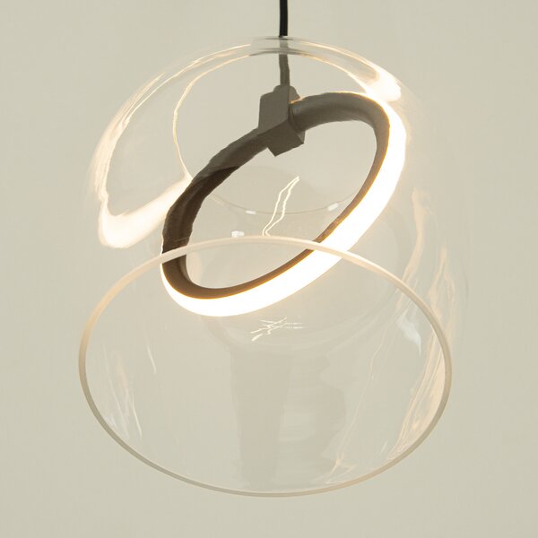 Zambelis Lampă suspendată LED 23080, transparentă, 1 bec, sticlă, Ø 20 cm, Transparent, Camera de zi / sufragerie, Sticlă