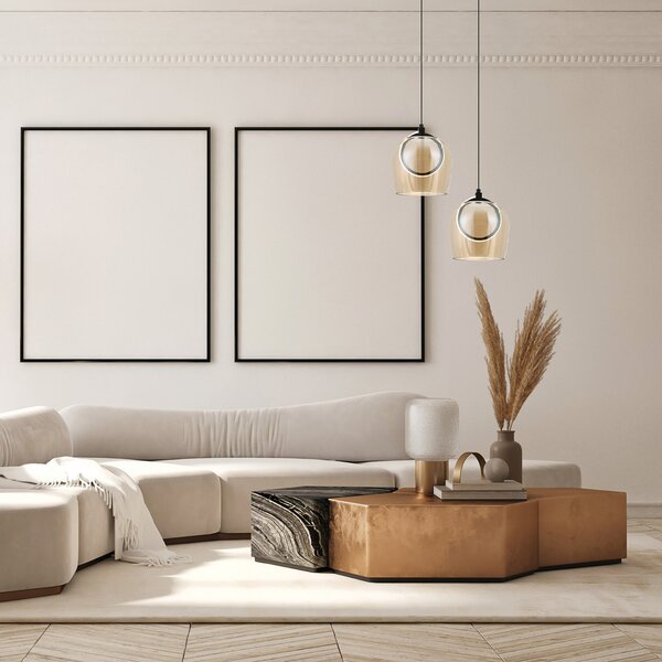 Zambelis Lampă suspendată LED 23079, aurie, 1 bec, sticlă, Ø 20 cm, Auriu / Alamă, Camera de zi / sufragerie, Sticlă