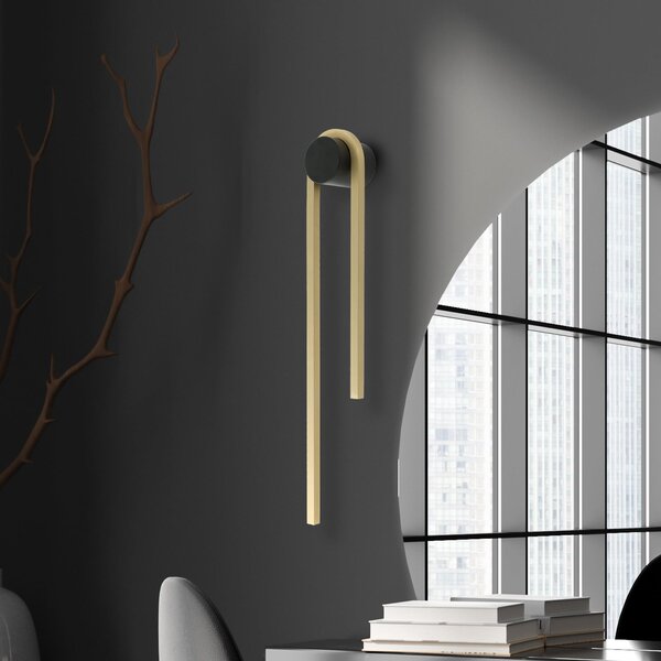 Zambelis Aplică de perete cu LED 23107, înălțime 60 cm, negru/culoare aurie, reglabil, Negru, Camera de zi / sufragerie, Aluminiu, Modern