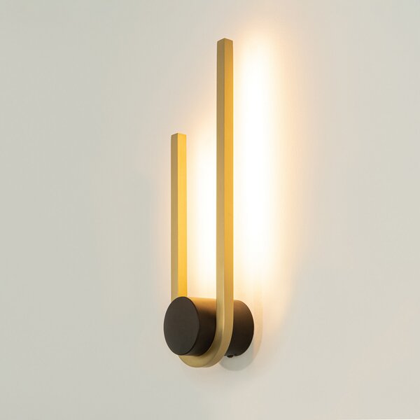 Zambelis Aplică de perete cu LED 23106, înălțime 40 cm, negru/color auriu, reglabil, Negru, Camera de zi / sufragerie, Aluminiu, Modern