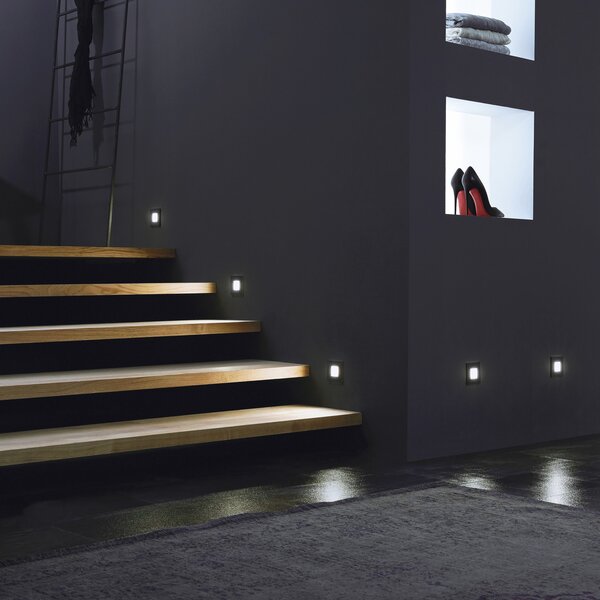 Hera Aplică încastrată cu LED F, negru, 7,5 x cm, tablă, Negru, Hol, Metal, Modern, Luminile încastrate unghiulare
