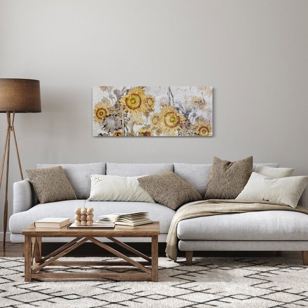 Tablou - Floarea-soarelui pe perete (120x50 cm)