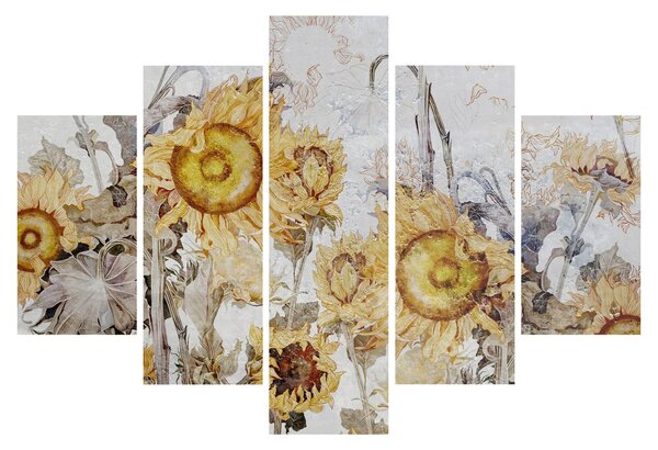 Tablou - Floarea-soarelui pe perete (150x105 cm)