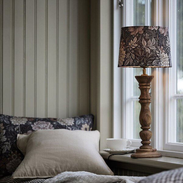 PR Home lampă de masă Lodge Sofia Dahlia maro Ø 25cm înălțime 59cm, Lemn, Camera de zi / sufragerie, Lemn, Casă de țară / Rustic