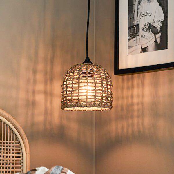 PR Home Lampă suspendată Cebu, Ø 17 cm, Lampakanay, maro natural, reglabil, Lemn, Camera de zi / sufragerie, Lemn, Casă de țară / Rustic