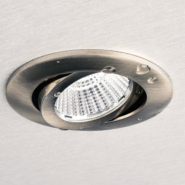 Deko-Light Plafonieră LED încastrată Dione, IP44, 3.000 K, nichel, dimabil, reglabil, Gri, Baie, Aluminiu, Modern, Corpuri de iluminat încastrate rotunde