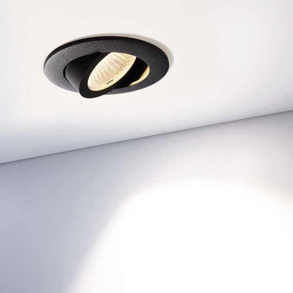 Deko-Light Plafonieră LED încastrată Dione, IP44, 3.000 K, negru, dimabil, reglabil, Negru, Baie, Aluminiu, Modern, Corpuri de iluminat încastrate rotunde