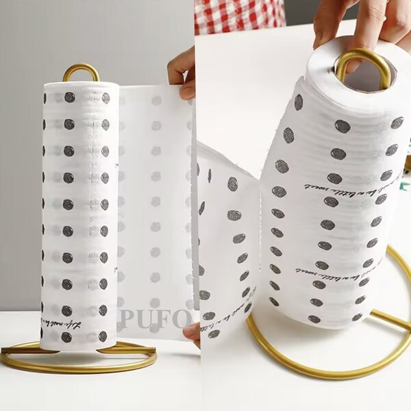 Suport metalic Pufo Gold pentru rola hartie, prosoape de bucatarie, 31 cm, auriu