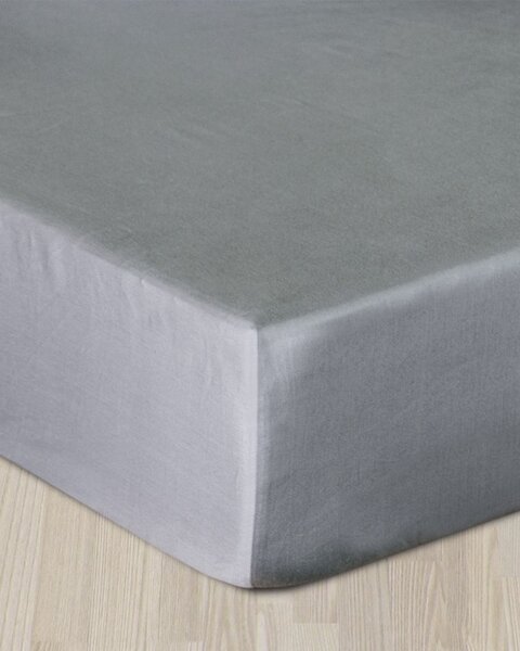 Cearșaf satinat cu elastic gri 90x200cm